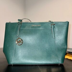 Michael Kors Large Green Leather Tote Bag
